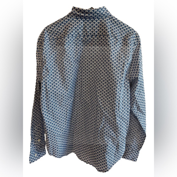 Dockers Men's Regular Fit Button Down Shirt Medium Seashell Print Blue White NWT - Picture 2 of 6